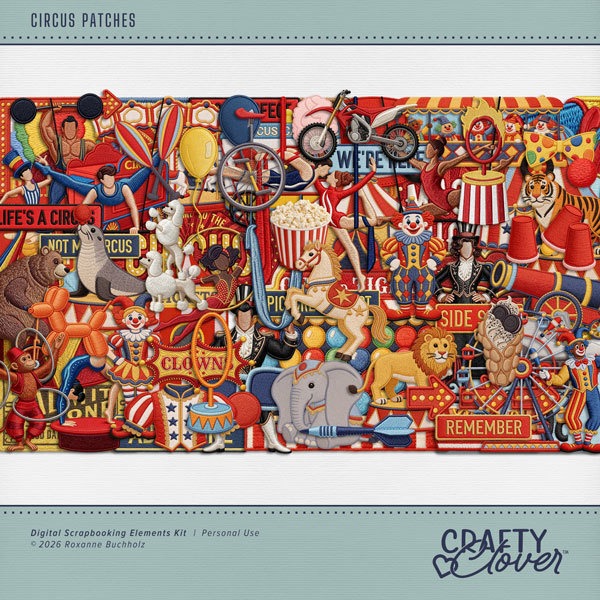 Circus Patches Digital Art - Digital Scrapbooking Kits