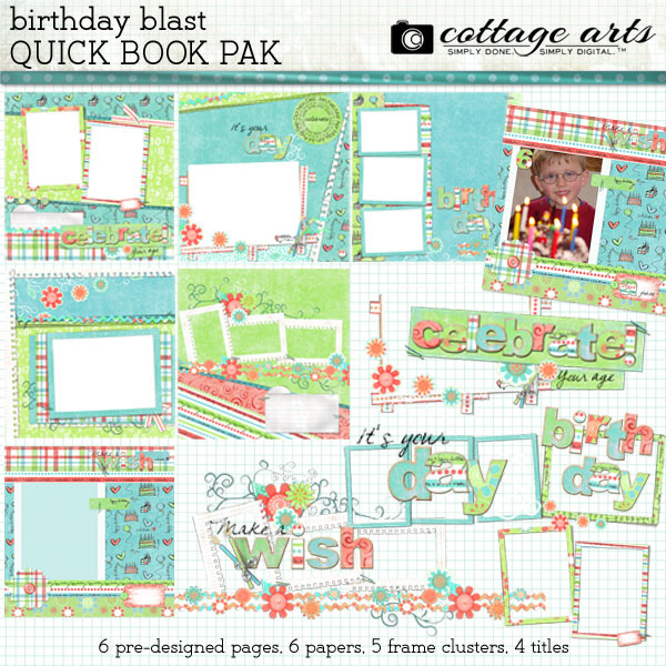 Birthday Blast Quick Book Pak Digital Art - Digital Scrapbooking Kits