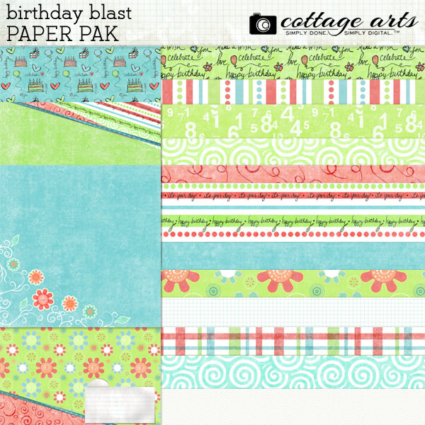 Birthday Blast Paper Pak Digital Art - Digital Scrapbooking Kits