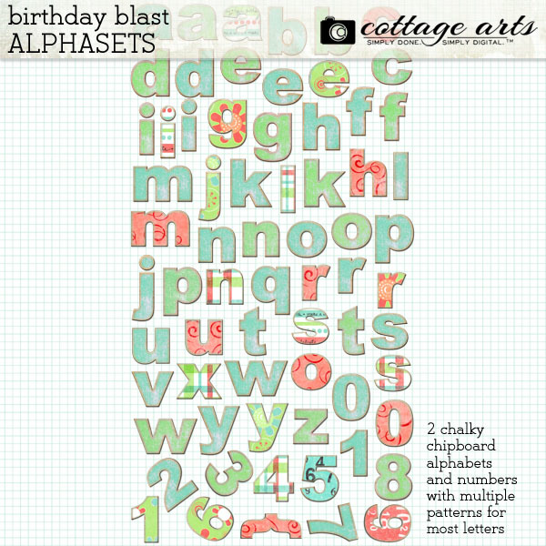 Birthday Blast Alphasets Digital Art - Digital Scrapbooking Kits