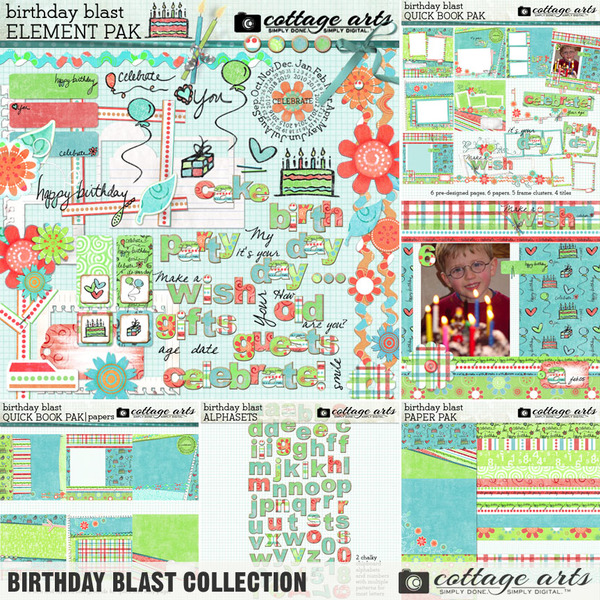 Birthday Blast Collection Digital Art - Digital Scrapbooking Kits