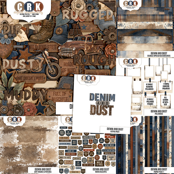 Denim And Dust Bundle 1 Digital Art - Digital Scrapbooking Kits