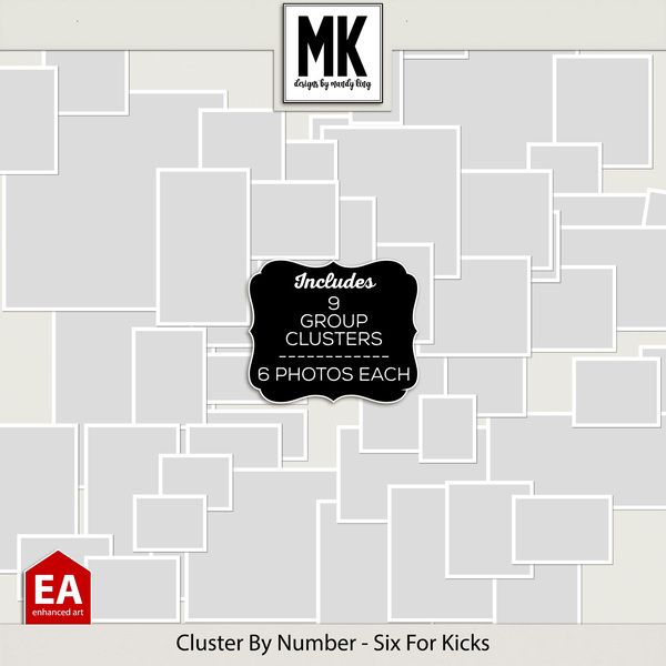 Cluster By Number - Six For Kicks Digital Art - Digital Scrapbooking Kits