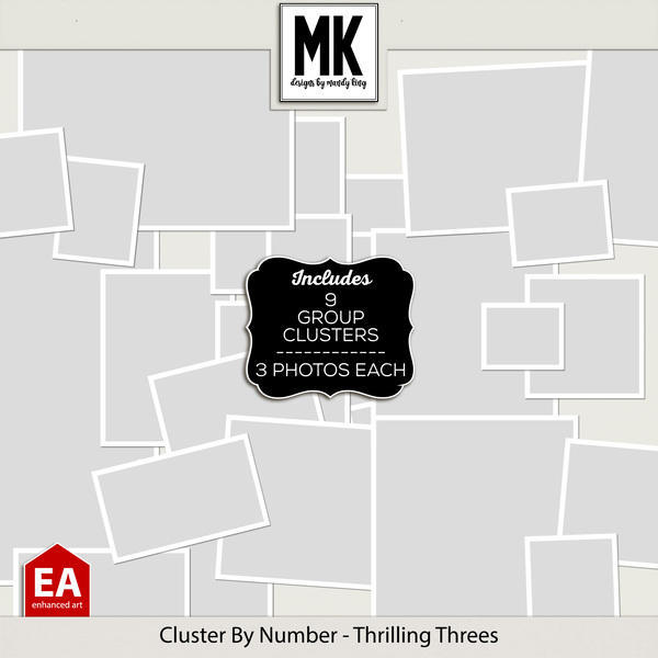 Cluster By Number - Thrilling Threes Digital Art - Digital Scrapbooking Kits