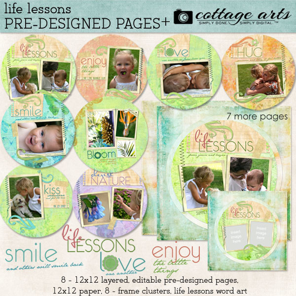 Life Lessons Pre-designed Pages Digital Art - Digital Scrapbooking Kits