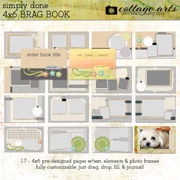 Simply Done 4x6 Brag Book Digital Art - Digital Scrapbooking Kits