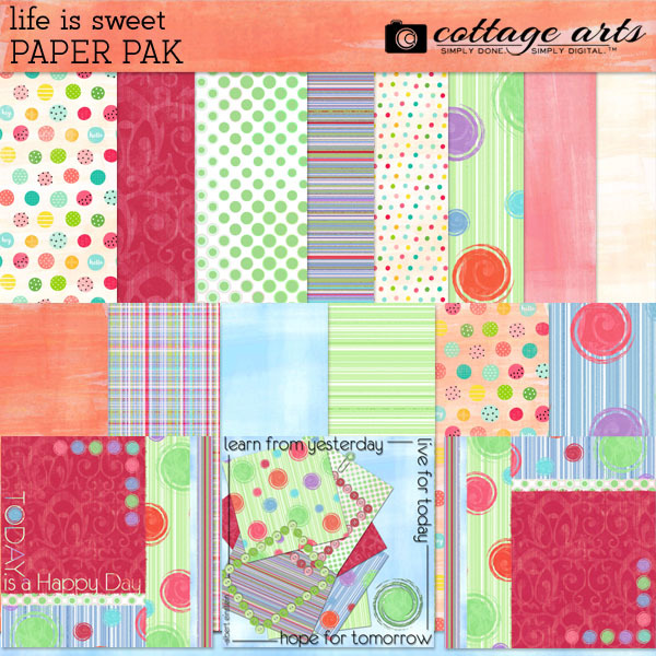 Life is Sweet Paper Pak Digital Art - Digital Scrapbooking Kits