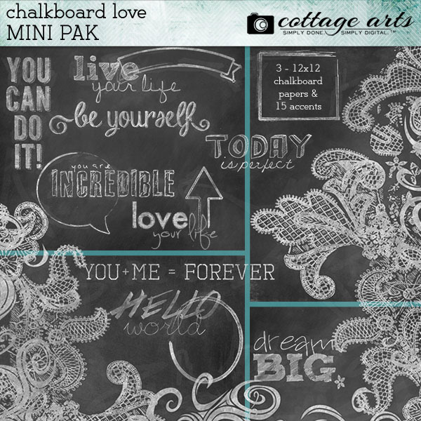 Chalkboard Love Mini Pak Digital Art - Digital Scrapbooking Kits