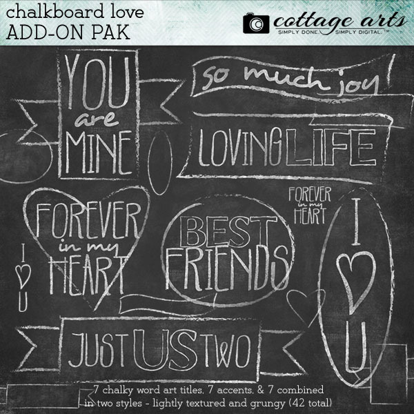 Chalkboard Love Add-on Digital Art - Digital Scrapbooking Kits