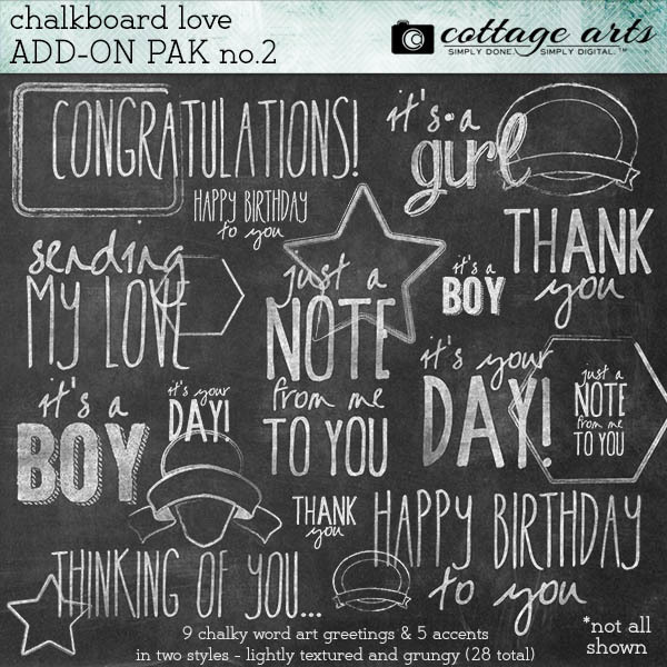 Chalkboard Love Add-on 2 Digital Art - Digital Scrapbooking Kits