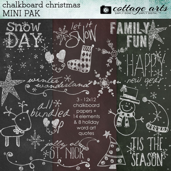 Chalkboard Christmas Mini Pak Digital Art - Digital Scrapbooking Kits