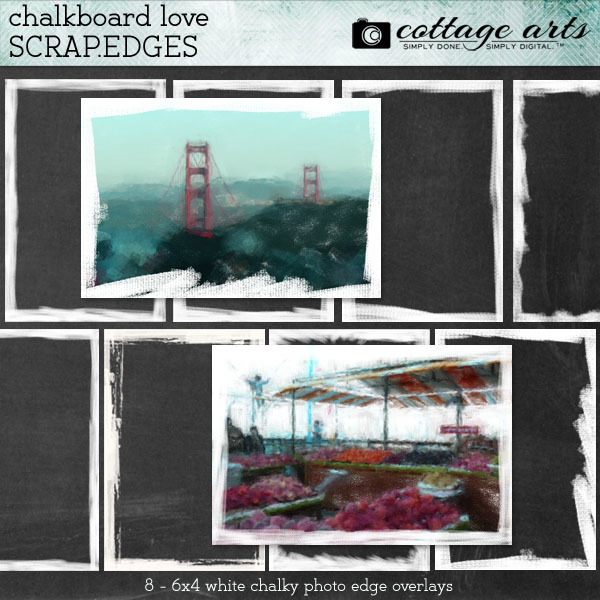 Chalkboard Love Scrap.Edges Digital Art - Digital Scrapbooking Kits