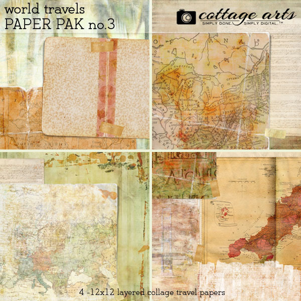 World Travels 3 Paper Pak Digital Art - Digital Scrapbooking Kits