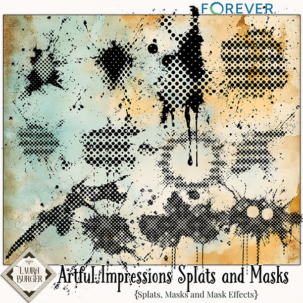 Artful Impressions Splats and Masks Digital Art - Digital Scrapbooking Kits