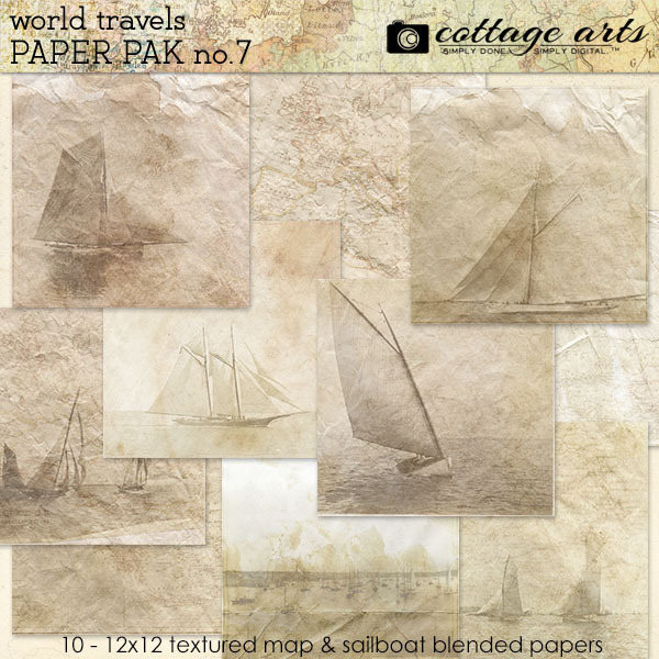 World Travels 7 Paper Pak Digital Art - Digital Scrapbooking Kits