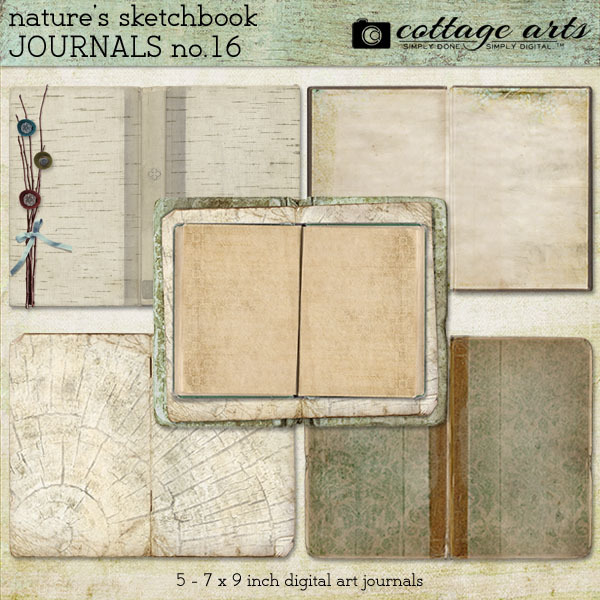 Nature's Sketchbook - Journals 16 Digital Art - Digital Scrapbooking Kits