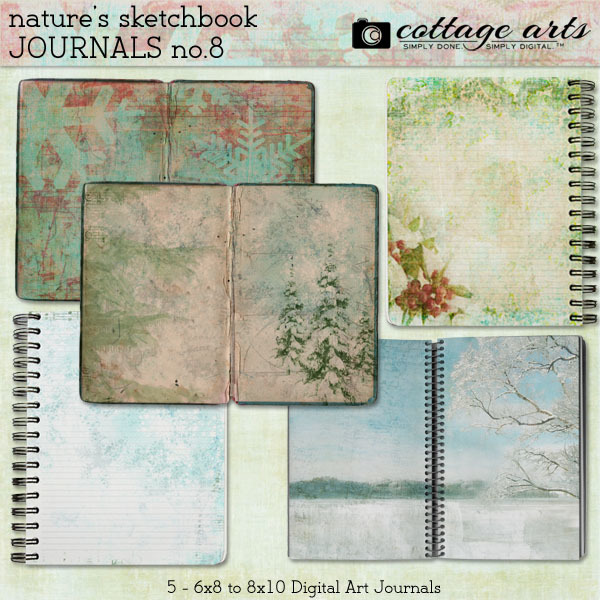 Nature's Sketchbook Journals 8 Digital Art - Digital Scrapbooking Kits