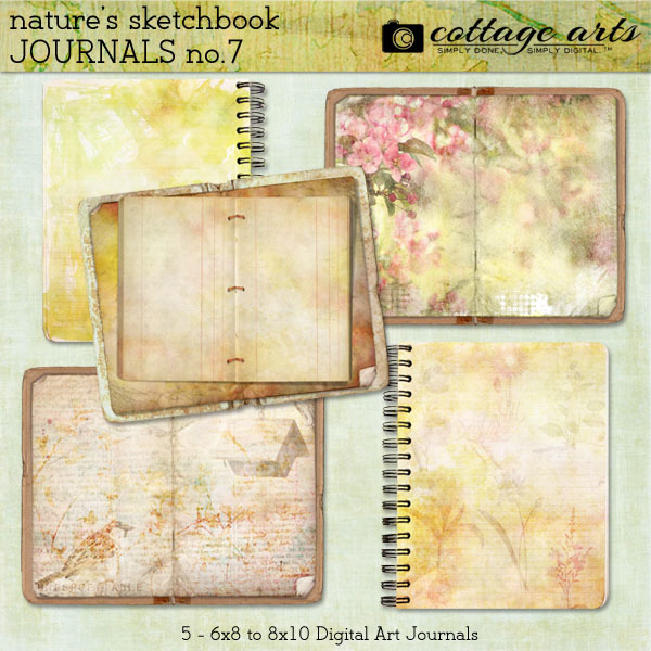 Nature's Sketchbook Journals 7 Digital Art - Digital Scrapbooking Kits