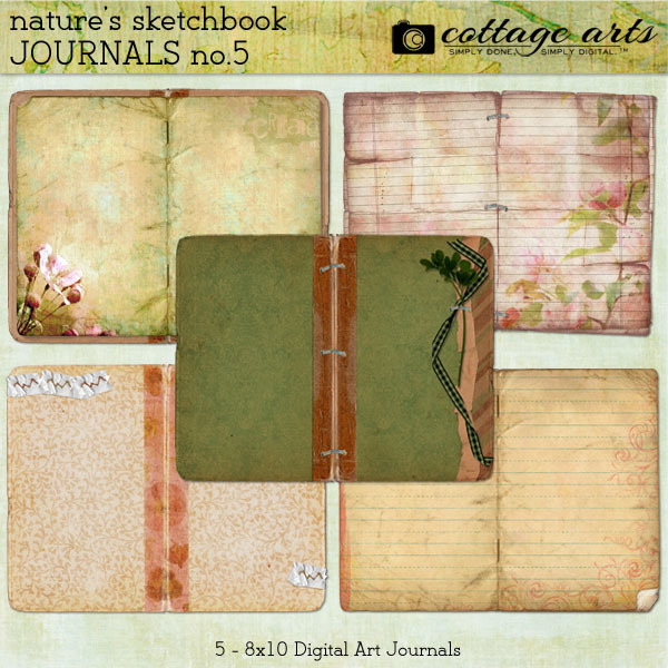 Nature's Sketchbook Journals 5 Digital Art - Digital Scrapbooking Kits