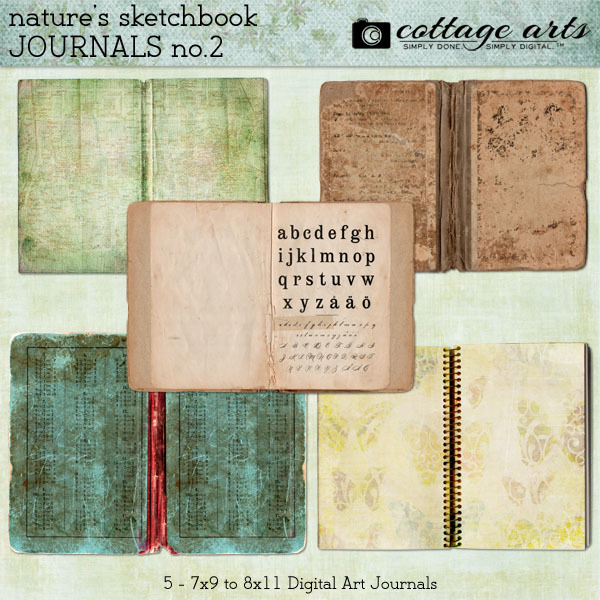 Nature's Sketchbook - Journals 2 Digital Art - Digital Scrapbooking Kits