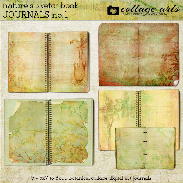 Nature's Sketchbook - Journals 1 Digital Art - Digital Scrapbooking Kits