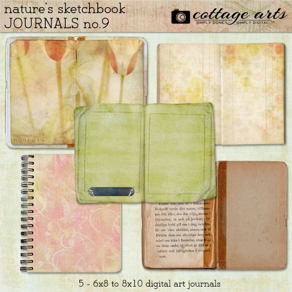 Nature's Sketchbook - Journals 9 Digital Art - Digital Scrapbooking Kits