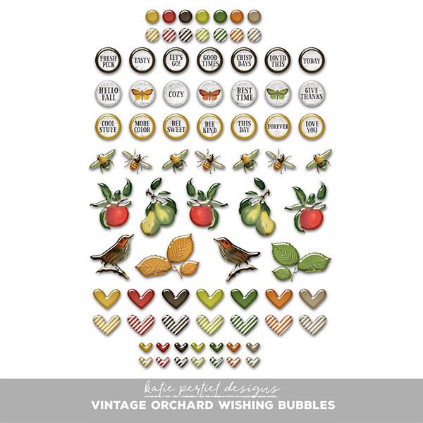 Vintage Orchard Wishing Bubbles Digital Art - Digital Scrapbooking Kits