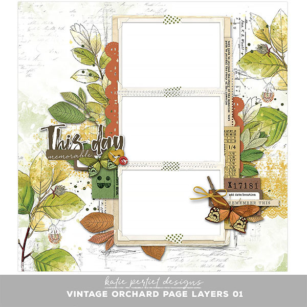 Vintage Orchard Page Layers 01 Digital Art - Digital Scrapbooking Kits