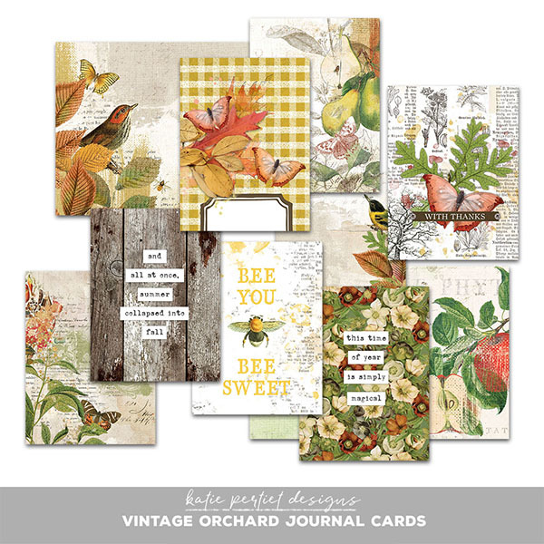 Vintage Orchard Journal Cards Digital Art - Digital Scrapbooking Kits