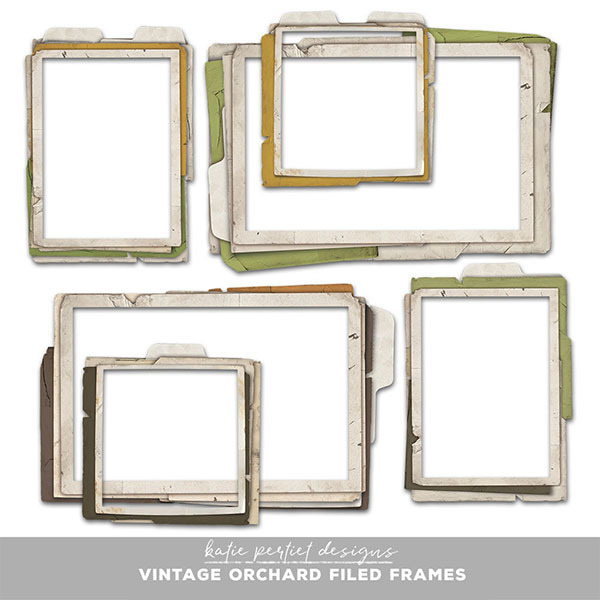 Vintage Orchard Filed Frames Digital Art - Digital Scrapbooking Kits