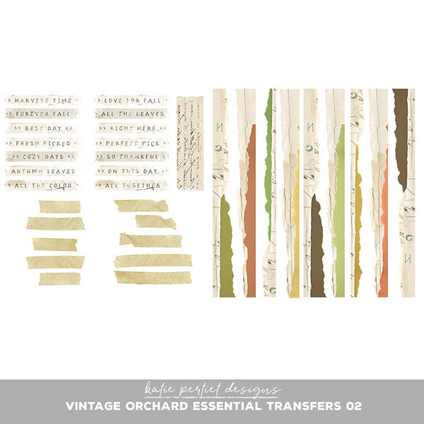 Vintage Orchard Essential Transfers 02 Digital Art - Digital Scrapbooking Kits