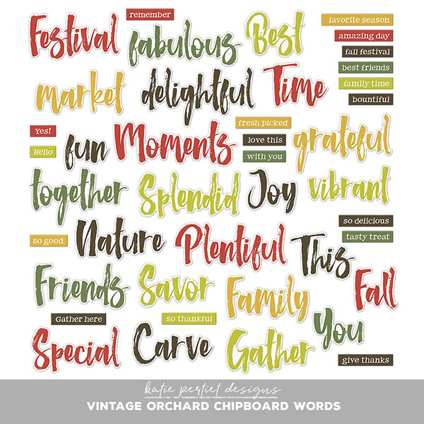 Vintage Orchard Chipboard Words Digital Art - Digital Scrapbooking Kits