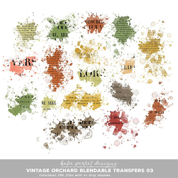 Vintage Orchard Blendable Transfers 03 Digital Art - Digital Scrapbooking Kits