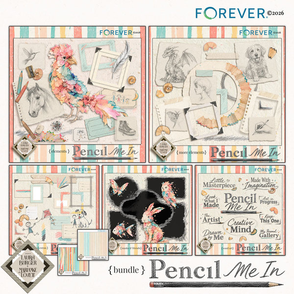 Pencil Me In Big Bundle Digital Art - Digital Scrapbooking Kits