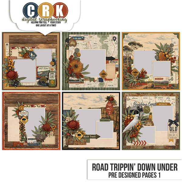 Road Trippin' Down Under PDP 1 Digital Art - Digital Scrapbooking Kits