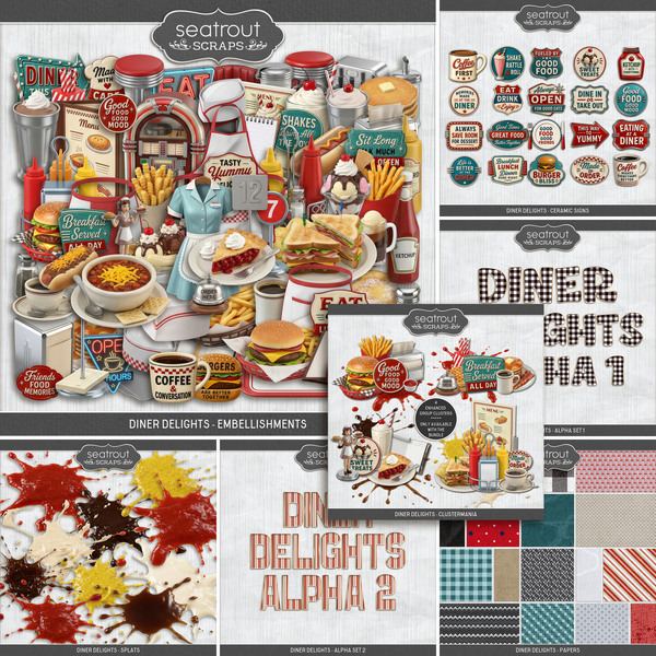 Diner Delights Bundle Digital Art - Digital Scrapbooking Kits