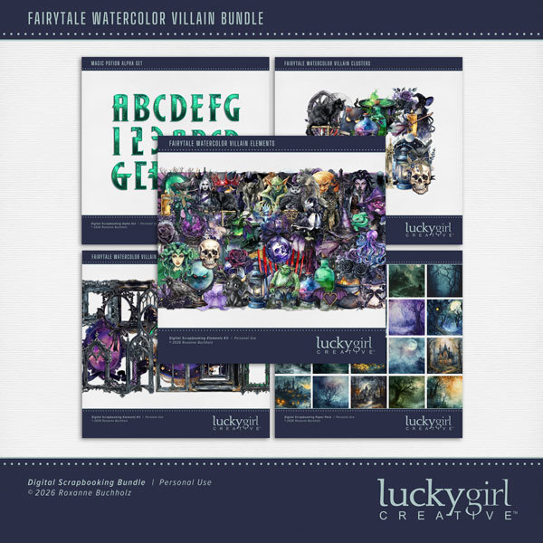 Fairytale Watercolor Villain Bundle Digital Art - Digital Scrapbooking Kits