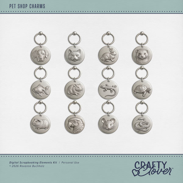 Pet Shop Charms Digital Art - Digital Scrapbooking Kits