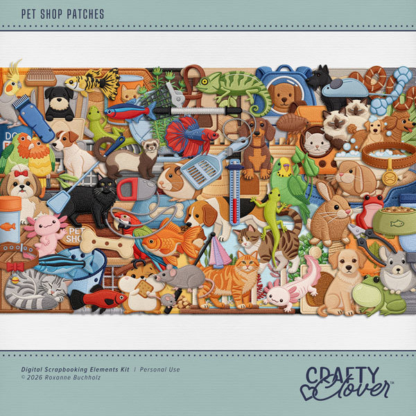 Pet Shop Patches Digital Art - Digital Scrapbooking Kits