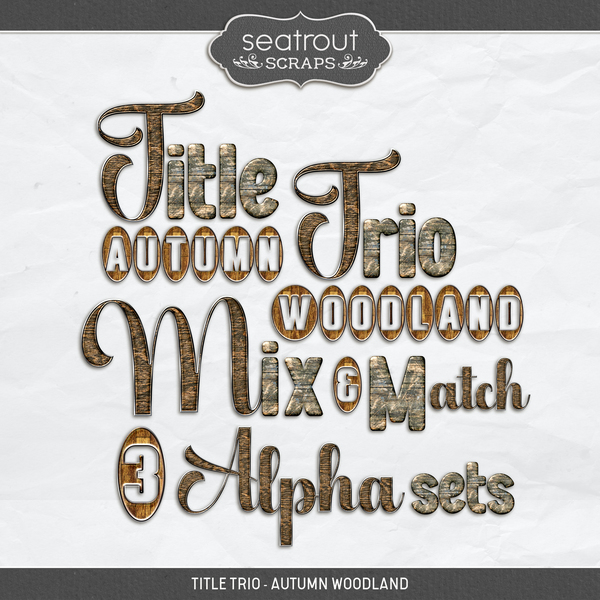 Title Trio - Autumn Woodland Digital Art - Digital Scrapbooking Kits