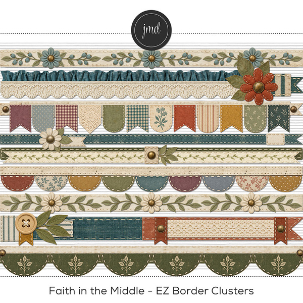 Faith in the Middle - EZ Border Clusters Digital Art - Digital Scrapbooking Kits