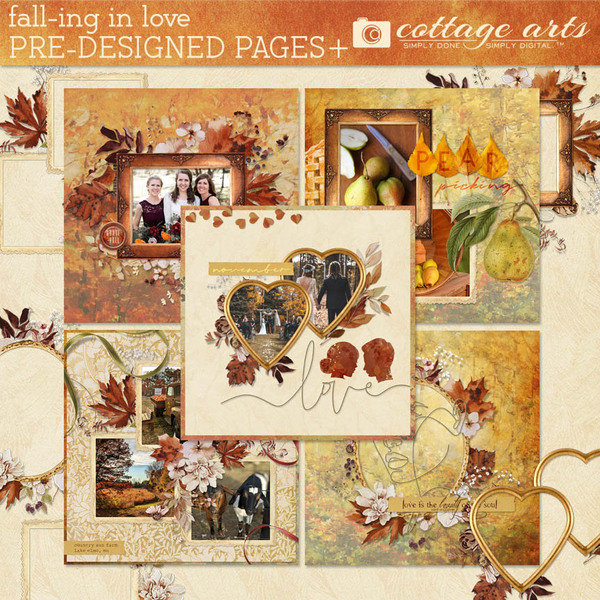 Fall-ing in Love Pre-designed Pages Digital Art - Digital Scrapbooking Kits