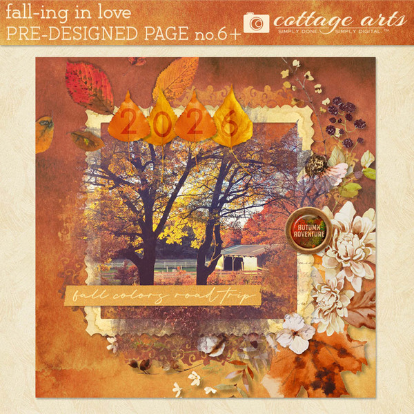 Fall-ing in Love Pre-designed Page 6 Digital Art - Digital Scrapbooking Kits