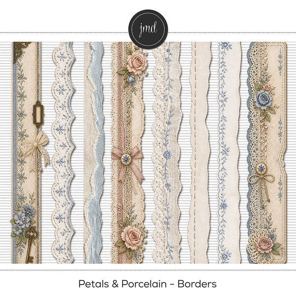 Petals & Porcelain - Borders Digital Art - Digital Scrapbooking Kits