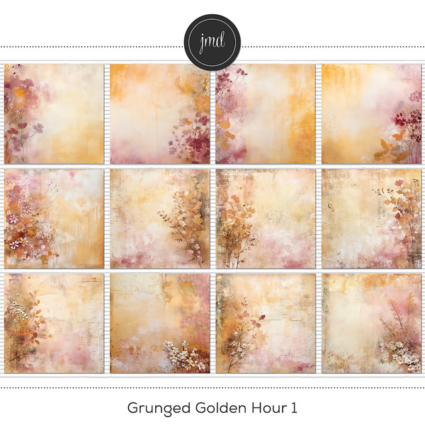 Grunged Golden Hour 1 Digital Art - Digital Scrapbooking Kits