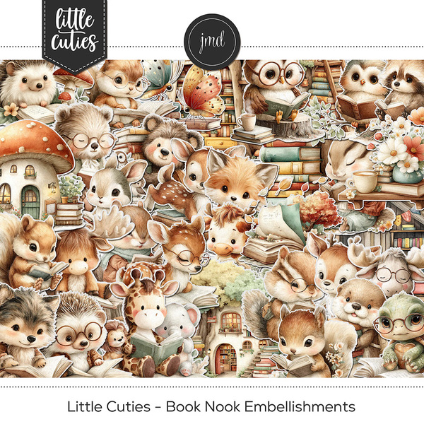 Little Cuties - Book Nook Embellishments Digital Art - Digital Scrapbooking Kits