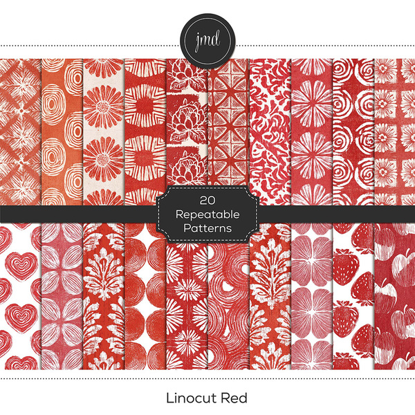 Linocut Red Digital Art - Digital Scrapbooking Kits