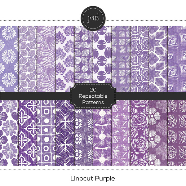 Linocut Purple Digital Art - Digital Scrapbooking Kits