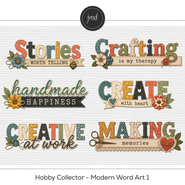 Hobby Collector - Modern Word Art 1 Digital Art - Digital Scrapbooking Kits
