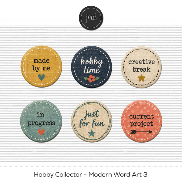 Hobby Collector - Modern Word Art 3 Digital Art - Digital Scrapbooking Kits